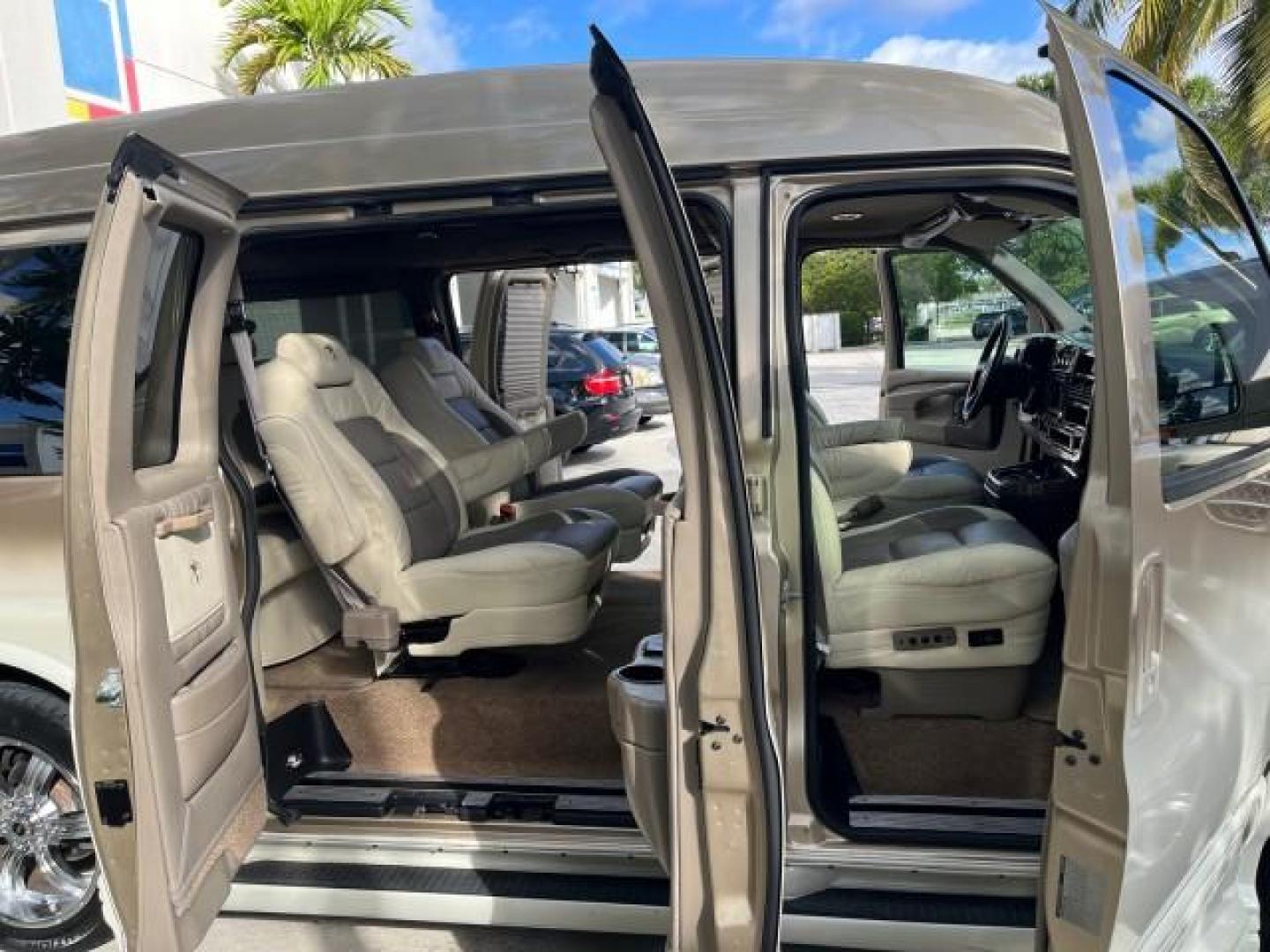 2008 Sandstone Metallic /Neutral Chevrolet Express EXPLORER HI TOP Van LOW MILES 81,518 (1GBFG154281) with an 5.3L Vortec 1000 V8 SFI Engine engine, Automatic transmission, located at 4701 North Dixie Hwy, Pompano Beach, FL, 33064, (954) 422-2889, 26.240938, -80.123474 - 2008 CHEVROLET EXPRESS G1500 MINT PEARL FADE ROAD READY LOW MILES 81,518 VIN: 1GBFG154281174752 NO ACCIDENTS NO RECALLS VAN NAVIGATION DVD ENTERTAINMENT 5.3L V8 F OHV FLORIDA OWNER LEATHER FLEX FUEL 15 SERVICE RECORDS POWER SEATS AND MIRRORS REAR WHEEL DRIVE DUAL ZONE AC BACKUP SENSORS+CAMERA ABS Br - Photo#13