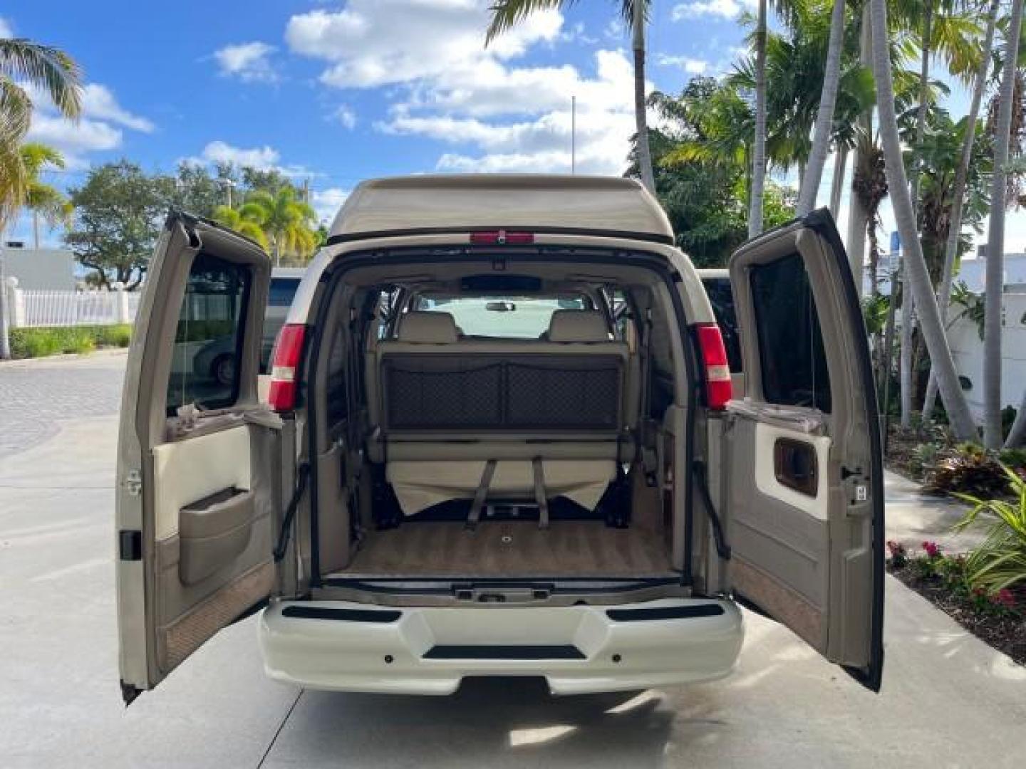 2008 Sandstone Metallic /Neutral Chevrolet Express EXPLORER HI TOP Van LOW MILES 81,518 (1GBFG154281) with an 5.3L Vortec 1000 V8 SFI Engine engine, Automatic transmission, located at 4701 North Dixie Hwy, Pompano Beach, FL, 33064, (954) 422-2889, 26.240938, -80.123474 - 2008 CHEVROLET EXPRESS G1500 MINT PEARL FADE ROAD READY LOW MILES 81,518 VIN: 1GBFG154281174752 NO ACCIDENTS NO RECALLS VAN NAVIGATION DVD ENTERTAINMENT 5.3L V8 F OHV FLORIDA OWNER LEATHER FLEX FUEL 15 SERVICE RECORDS POWER SEATS AND MIRRORS REAR WHEEL DRIVE DUAL ZONE AC BACKUP SENSORS+CAMERA ABS Br - Photo#16