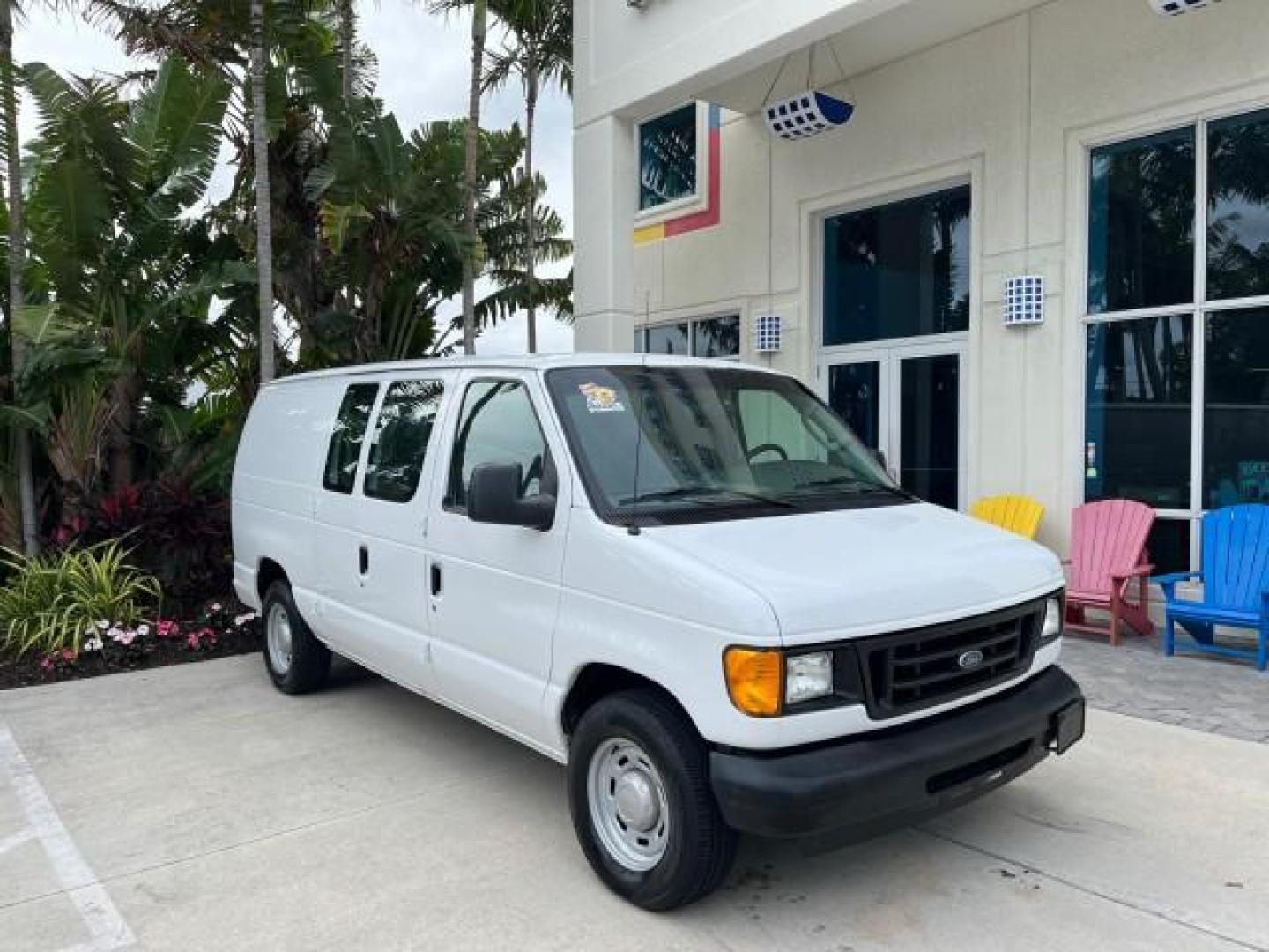 2005 Oxford White /Medium Flint Ford Econoline Cargo Van LOW MILES 57,376 (1FTRE14W25H) with an 4.6L SOHC EFI V8 Triton Engine engine, Automatic transmission, located at 4701 North Dixie Hwy, Pompano Beach, FL, 33064, (954) 422-2889, 26.240938, -80.123474 - OUR WEBPAGE FLORIDACARS1.COM HAS OVER 100 PHOTOS AND FREE CARFAX LINK 2005 FORD E-SERIES E-150 CARGO VAN NO RECALLS VIN: 1FTRE14W25HA67107 WORK READY VAN ROAD READY 4.6L V8 F SOHC LOW MILES 57,376 GASOLINE 4.6L V8 REAR WHEEL DRIVE 6 SERVICE RECORDS Automatic Climate Control Front Bucket Seats RWD TH - Photo#1