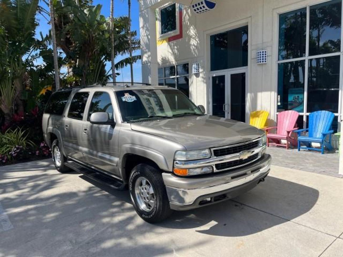 2003 Dark Gray Metallic /Tan/Neutral Chevrolet Suburban 1 OWNER LT LOW MI 4X4 94,103 (1GNFK16Z03J) with an 5.3L Vortec 5300 V8 SFI Bi-Fuel Engine engine, Automatic transmission, located at 4701 North Dixie Hwy, Pompano Beach, FL, 33064, (954) 422-2889, 26.240938, -80.123474 - 2003 CHEVROLET SUBURBAN 1500 ROAD READY 5.3L V8 VIN: 1GNFK16Z03J272179 NO RECALLS 4X4 4 DOOR WAGON/SPORT UTILITY LOW MILES 94,103 5.3L V8 F 1 OWNER DVD FLEX FUEL NEW$42,890 LEATHER SEATS REAR WHEEL DRIVE W/ 4X4 3 ROW SEATS POWER MIRRORS/SEATS ABS Brakes Automatic Transmission Power Locks Power Windo - Photo#1