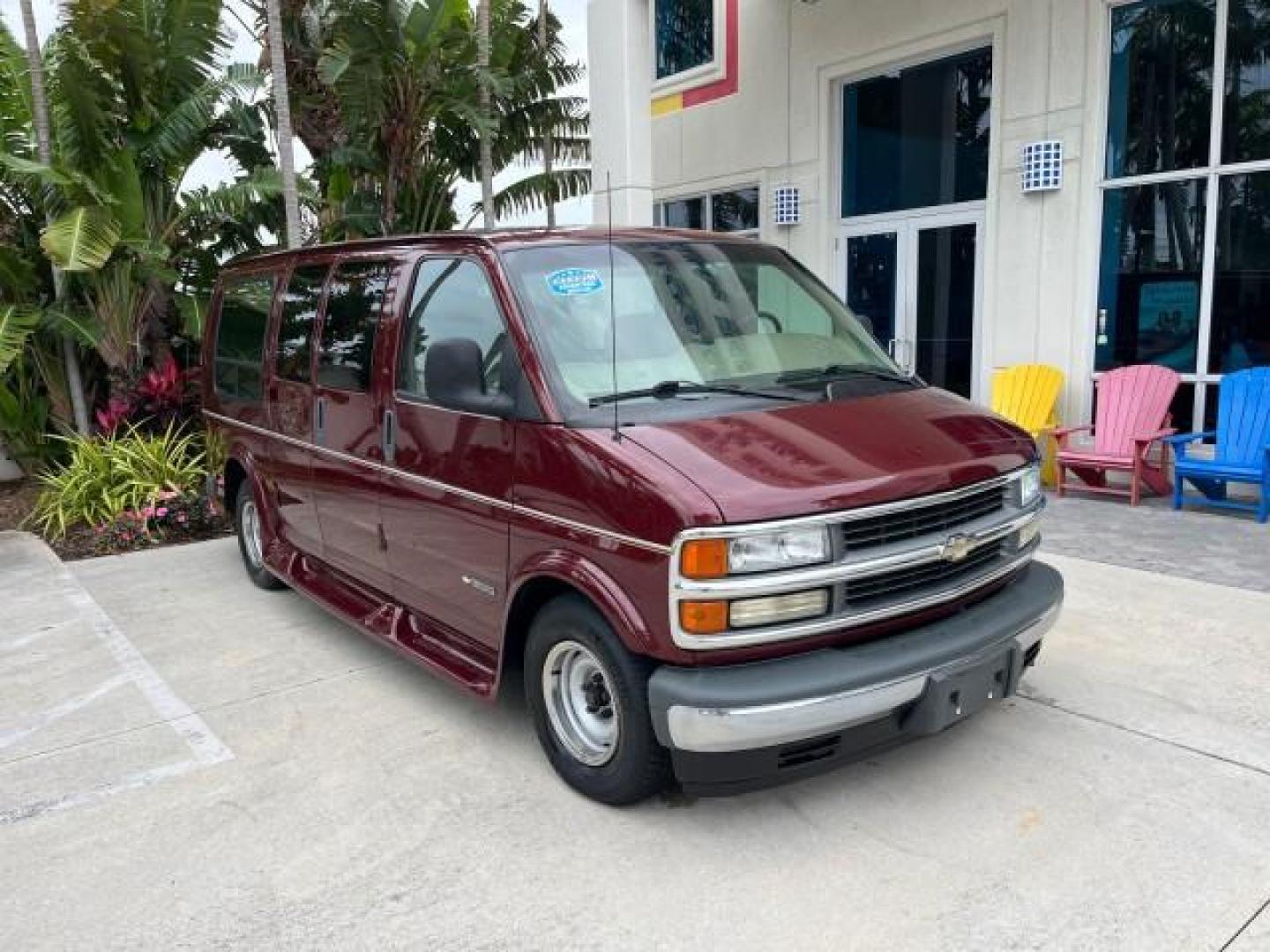 2002 Dark Carmine Red Metallic /Neutral Chevrolet Express Van CONVERSION LOW MILES 94,100 (1GBFG15W621) with an 4.3L Vortec 4300 SFI V6 Gas Engine engine, Automatic transmission, located at 4701 North Dixie Hwy, Pompano Beach, FL, 33064, (954) 422-2889, 26.240938, -80.123474 - 2002 CHEVROLET EXPRESS G1500 ROAD READY 4.3L V6 VIN: 1GBFG15W621192339 NO ACCIDENTS VAN NO RECALLS 4.3L V6 F OHV 12V FLORIDA OWNER GASOLINE LOW MILES 94,100 REAR WHEEL DRIVE THIS IS ONE OF THE NICEST CHEVROLET EXPRESS WE HAVE EVER LISTED RETIRE FLORIDA TITLE THIS IS THE LOWEST MILE FOR THE YEAR WITH - Photo#1