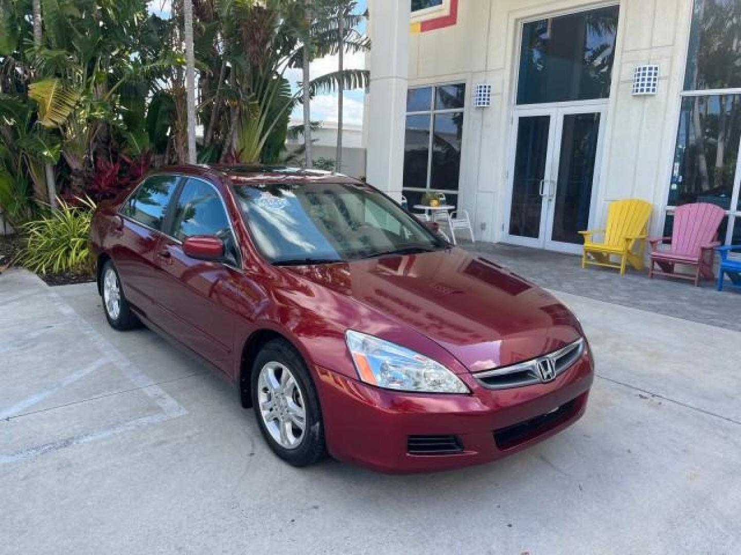 2006 Redondo Red Pearl /Gray Honda Accord Sdn 1 FL EX-L LOW MILES 61,150 (1HGCM56886A) with an 2.4L DOHC MPFI 16-Valve i-VTEC I4 Engine engine, Automatic transmission, located at 4701 North Dixie Hwy, Pompano Beach, FL, 33064, (954) 422-2889, 26.240938, -80.123474 - OUR WEBPAGE FLORIDACARS1.COM HAS OVER 100 PHOTOS AND FREE CARFAX LINK 2006 HONDA ACCORD EX W/LEATHER ROAD READY 2.4L I4 VIN: 1HGCM56886A162961 NO ACCIDENTS 34 MPG SEDAN 4 DR ALL WHEEL ABS NO RECALLS 2.4L I4 F DOHC 16V LOW MILES 61,150 1 OWNER FLORIDA GASOLINE DUAL ZONE AC POWER LEATHER SEATS FRONT W - Photo#1