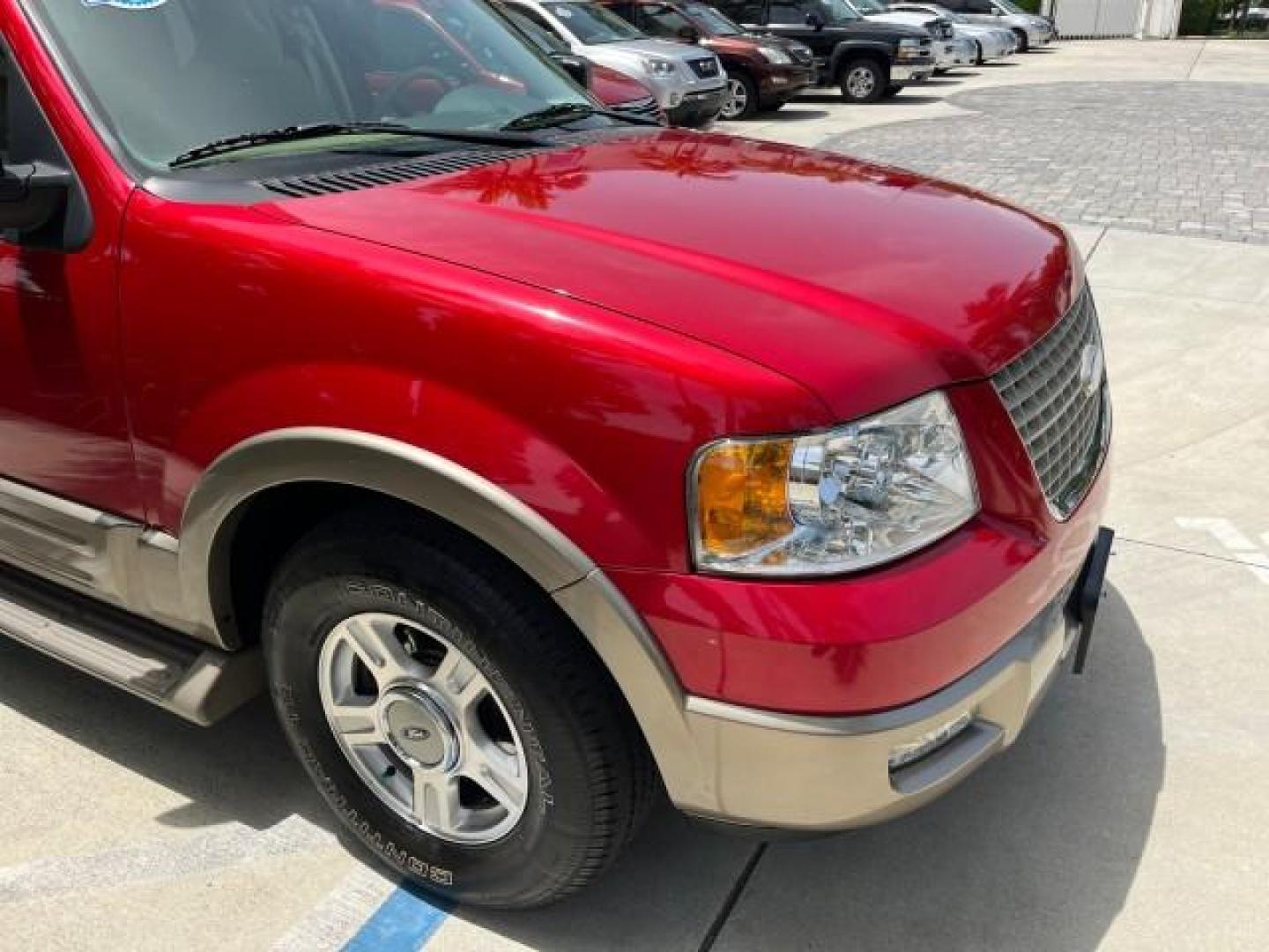 2003 Laser Red /Medium Parchment Ford Expedition 1 OWNER Eddie Bauer 4X4 LOW MILES 37,143 (1FMFU18L13L) with an 5.4L SOHC SEFI V8 Triton Engine engine, Automatic transmission, located at 4701 North Dixie Hwy, Pompano Beach, FL, 33064, (954) 422-2889, 26.240938, -80.123474 - OUR WEBPAGE FLORIDACARS1.COM HAS OVER 100 PHOTOS AND FREE CARFAX LINK 2003 FORD EXPEDITION EDDIE BAUER ROAD READY 5.4L V8 VIN: 1FMFU18L13LC57315 1 OWNER LOW MILES 37,143 4 DOOR WAGON/SPORT UTILITY 4WD ON DEMAND 5.4L V8 F SOHC 16V 3 ROW LEATHER SEATS 4X4 GASOLINE NO ACCIDENTS NO RECALLS REAR WHEEL DR - Photo#95