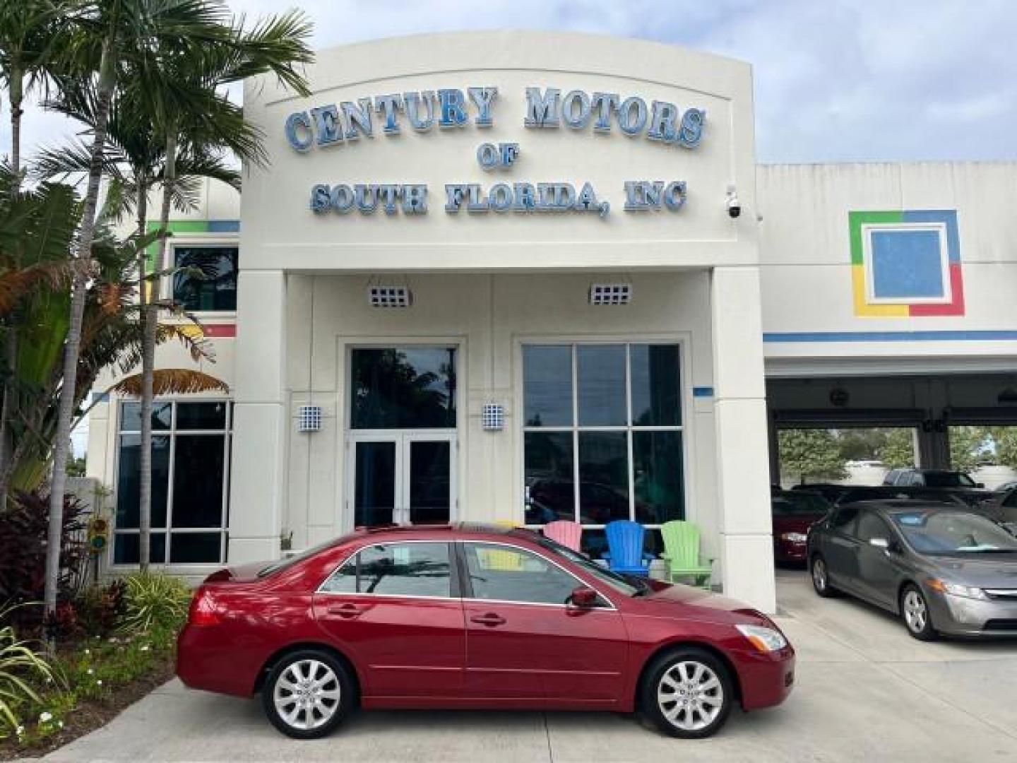 2007 Moroccan Red Pearl /Gray Honda Accord Sdn 1 FL EX-L LOW MILES 41,534 (1HGCM66827A) with an 3.0L SOHC MPFI 24-Valve VTEC V6 Engine engine, Automatic transmission, located at 4701 North Dixie Hwy, Pompano Beach, FL, 33064, (954) 422-2889, 26.240938, -80.123474 - OUR WEBPAGE FLORIDACARS1.COM HAS OVER 100 PHOTOS AND FREE CARFAX LINK 2007 HONDA ACCORD EX-L V-6 W/NAVI ROAD READY 3.0L V6 VIN: 1HGCM66827A042452 NO ACCIDENTS 29 MPG SEDAN 4 DR NO RECALLS SUNROOF 3.0L V6 F SOHC 24V 1 OWNER FLORIDA GASOLINE LOW MILES 41,534 FRONT WHEEL DRIVE NAVIGATION LEATHER SEATS - Photo#0