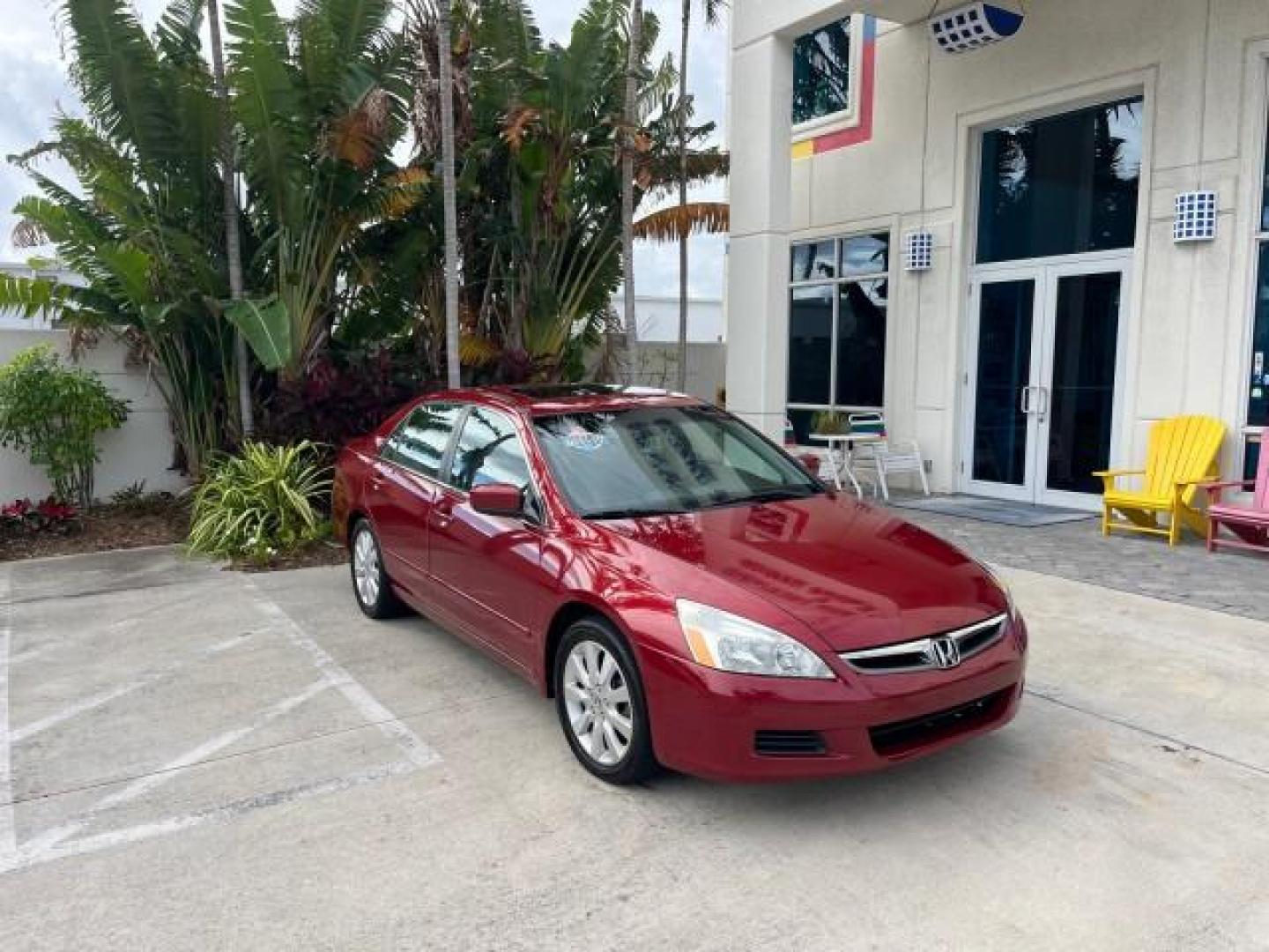 2007 Moroccan Red Pearl /Gray Honda Accord Sdn 1 FL EX-L LOW MILES 41,534 (1HGCM66827A) with an 3.0L SOHC MPFI 24-Valve VTEC V6 Engine engine, Automatic transmission, located at 4701 North Dixie Hwy, Pompano Beach, FL, 33064, (954) 422-2889, 26.240938, -80.123474 - OUR WEBPAGE FLORIDACARS1.COM HAS OVER 100 PHOTOS AND FREE CARFAX LINK 2007 HONDA ACCORD EX-L V-6 W/NAVI ROAD READY 3.0L V6 VIN: 1HGCM66827A042452 NO ACCIDENTS 29 MPG SEDAN 4 DR NO RECALLS SUNROOF 3.0L V6 F SOHC 24V 1 OWNER FLORIDA GASOLINE LOW MILES 41,534 FRONT WHEEL DRIVE NAVIGATION LEATHER SEATS - Photo#1