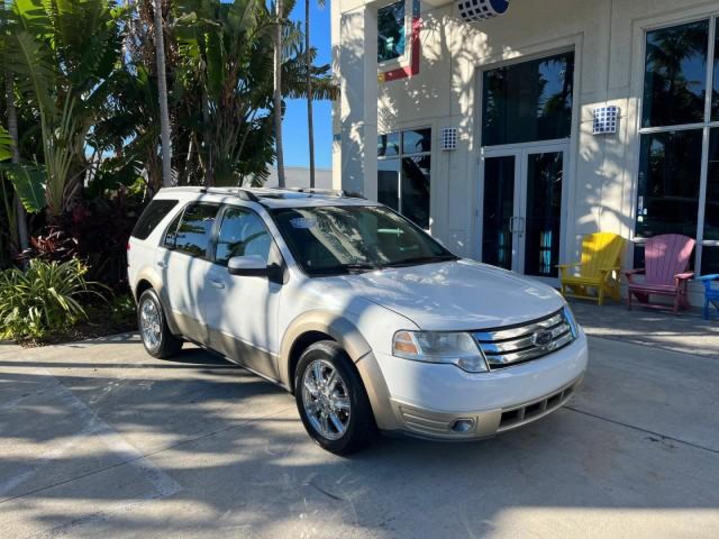 2008 Oxford White /Camel Ford Taurus X Eddie Bauer LOW MILES 39,063 (1FMDK07W18G) with an 3.5L SMPI 24-Valve V6 Duratec Engine engine, Automatic transmission, located at 4701 North Dixie Hwy, Pompano Beach, FL, 33064, (954) 422-2889, 26.240938, -80.123474 - OUR WEBPAGE FLORIDACARS1.COM HAS OVER 100 PHOTOS AND FREE CARFAX LINK 2008 FORD TAURUS X EDDIE BAUER ROAD READY 3.5L V6 VIN: 1FMDK07W18GA43864 FLORIDA OWNER 4 DOOR WAGON/SPORT UTILITY LOW MILES 39,063 3.5L V6 F 3 ROW LEATHER SEATS GASOLINE PARK SENSORS POWER SEATS/MIRRORS FRONT WHEEL DRIVE POWER SUN - Photo#1