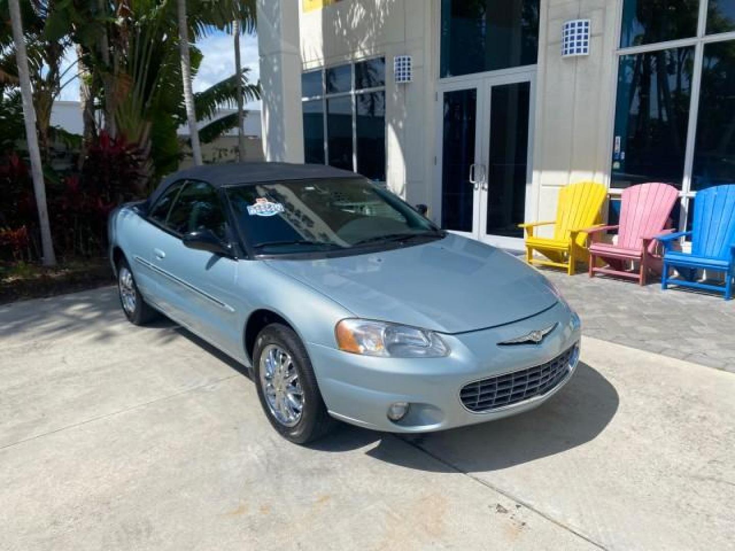 2002 Steel Blue Pearl /Deep Royal Blue Chrysler Sebring Limited 1 OWNER FL LOW MILES 37,932 (1C3EL65RX2N) with an 2.7L MFI DOHC 24-Valve V6 Engine engine, Automatic transmission, located at 4701 North Dixie Hwy, Pompano Beach, FL, 33064, (954) 422-2889, 26.240938, -80.123474 - OUR WEBPAGE FLORIDACARS1.COM HAS OVER 100 PHOTOS AND FREE CARFAX LINK 2002 CHRYSLER SEBRING LIMITED VIN: 1C3EL65RX2N127842 1 C 3 E L 6 5 R X 2 N 1 2 7 8 4 2 CONVERTIBLE 2.7L V6 F DOHC GASOLINE FRONT WHEEL DRIVE Top Features Alloy Wheels Soft Top Infinity Sound System Sunroof(s) Leather Seats Basic F - Photo#1