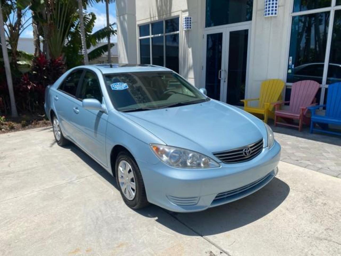2005 Sky Blue Pearl /Stone Toyota Camry LE FL LOW MILES SUNROOF LEATHER (4T1BE32K25U) with an 2.4L DOHC SEFI Vvti 16-Valve 4-Cyl Engine engine, Automatic transmission, located at 4701 North Dixie Hwy, Pompano Beach, FL, 33064, (954) 422-2889, 26.240938, -80.123474 - OUR WEBPAGE FLORIDACARS1.COM HAS OVER 100 PHOTOS AND FREE CARFAX LINK 2005 TOYOTA CAMRY LE SUNROOF LEATHER VIN: 4T1BE32K25U531416 4 T 1 B E 3 2 K 2 5 U 5 3 1 4 1 6 SEDAN 4 DR 2.4L I4 F DOHC 16V 4 CYL 34 MPG GASOLINE FRONT WHEEL DRIVE Top Features JBL Sound System Leather Seats Basic Features ABS Bra - Photo#1