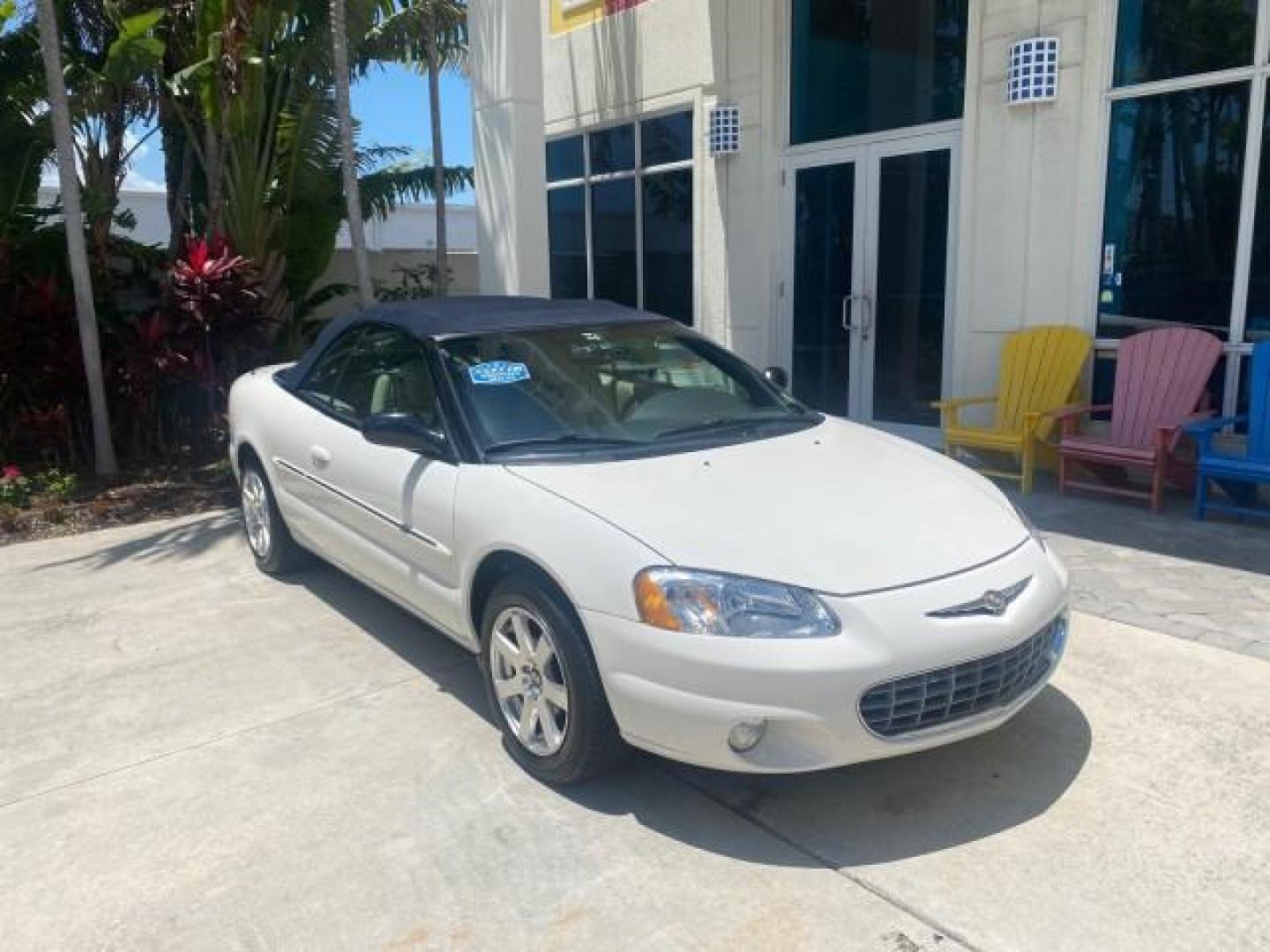 2002 Stone White /Royal Blue/Cream Chrysler Sebring Limited FL LOW MILES 34,440 (1C3EL65R52N) with an 2.7L MFI DOHC 24-Valve V6 Engine engine, Automatic transmission, located at 4701 North Dixie Hwy, Pompano Beach, FL, 33064, (954) 422-2889, 26.240938, -80.123474 - OUR WEBPAGE FLORIDACARS1.COM HAS OVER 100 PHOTOS AND FREE CARFAX LINK 2002 CHRYSLER SEBRING LIMITED VIN: 1C3EL65R52N169318 1 C 3 E L 6 5 R 5 2 N 1 6 9 3 1 8 CONVERTIBLE 2.7L V6 F DOHC GASOLINE FRONT WHEEL DRIVE Top Features Alloy Wheels Soft Top Infinity Sound System Sunroof(s) Leather Seats Basic F - Photo#1