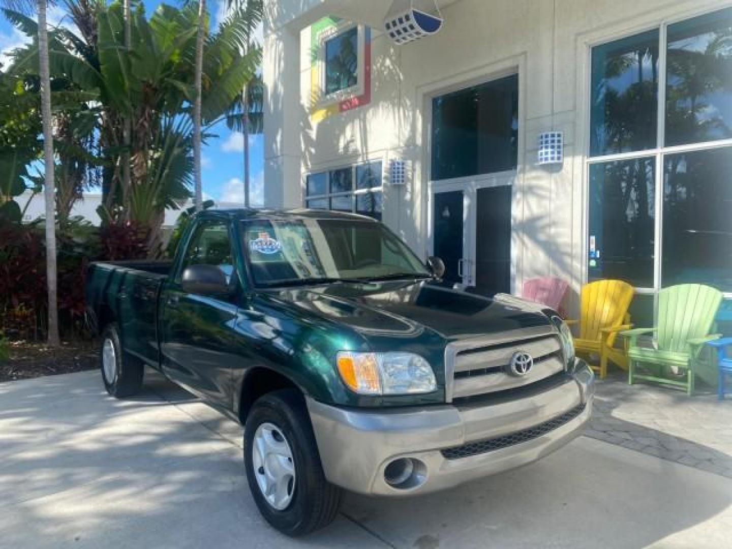 2003 Imperial Jade Mica /Oak Toyota Tundra LOW MILES 65,744 1 OWNER FL (5TBJN32173S) with an 3.4L DOHC EFI 24-Valve V6 Engine engine, Automatic transmission, located at 4701 North Dixie Hwy, Pompano Beach, FL, 33064, (954) 422-2889, 26.240938, -80.123474 - OUR WEBPAGE FLORIDACARS1.COM HAS OVER 100 PHOTOS AND FREE CARFAX LINK 2003 TOYOTA TUNDRA VIN: 5TBJN32173S387816 5 T B J N 3 2 1 7 3 S 3 8 7 8 1 6 PICKUP 3.4L V6 F DOHC 24V GASOLINE REAR WHEEL DRIVE Features ABS Brakes Air Conditioning AM/FM Stereo Automatic Transmission Bed Liner CD Audio Cloth Seat - Photo#1
