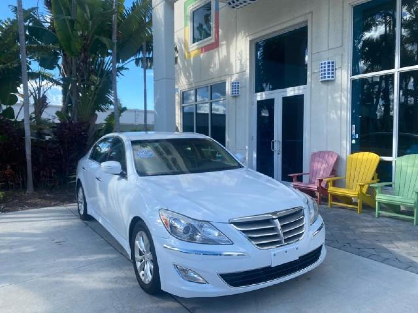2013 White Satin Pearl /Saddle Hyundai Genesis 3.8L LOW MILES 33,576 (KMHGC4DD5DU) with an 3.8L DOHC GDI 24-Valve V6 Engine engine, Automatic transmission, located at 4701 North Dixie Hwy, Pompano Beach, FL, 33064, (954) 422-2889, 26.240938, -80.123474 - OUR WEBPAGE FLORIDACARS1.COM HAS OVER 100 PHOTOS AND FREE CARFAX LINK 2013 HYUNDAI GENESIS 3.8L VIN: KMHGC4DD5DU257871 K M H G C 4 D D 5 D U 2 5 7 8 7 1 SEDAN 4 DR 3.8L V6 F DOHC 24V GASOLINE REAR WHEEL DRIVE Features ABS Brakes Air Conditioning Alloy Wheels AM/FM Stereo Automatic Transmission Auxil - Photo#1