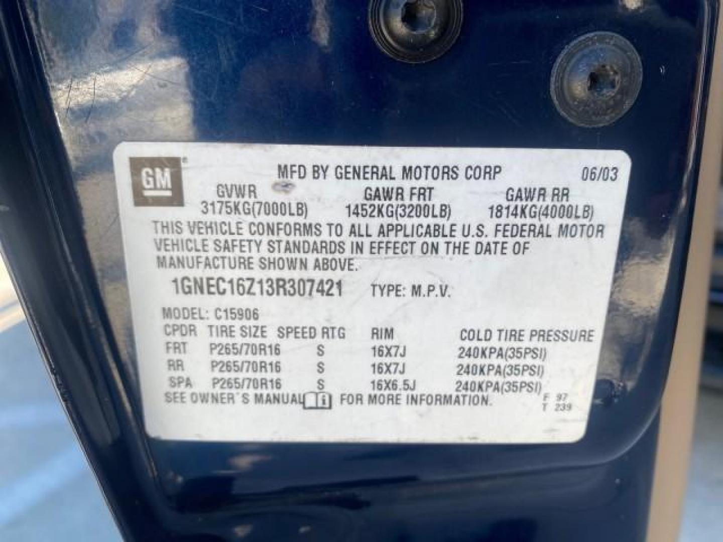 2003 Indigo Blue Metallic /Tan/Neutral Chevrolet Suburban LT 1 OWNER NO ACCIDENTS (1GNEC16Z13R) with an 5.3L Vortec 5300 V8 SFI Bi-Fuel Engine engine, Automatic transmission, located at 4701 North Dixie Hwy, Pompano Beach, FL, 33064, (954) 422-2889, 26.240938, -80.123474 - OUR WEBPAGE FLORIDACARS1.COM HAS OVER 100 PHOTOS AND FREE CARFAX LINK 2003 CHEVROLET SUBURBAN 1500 LS VIN: 1GNEC16Z13R307421 1 G N E C 1 6 Z 1 3 R 3 0 7 4 2 1 4 DOOR WAGON/SPORT UTILITY 5.3L V8 F FLEX FUEL 18 MPG REAR WHEEL DRIVE Features ABS Brakes Air Conditioning Alloy Wheels AM/FM Stereo Automat - Photo#67