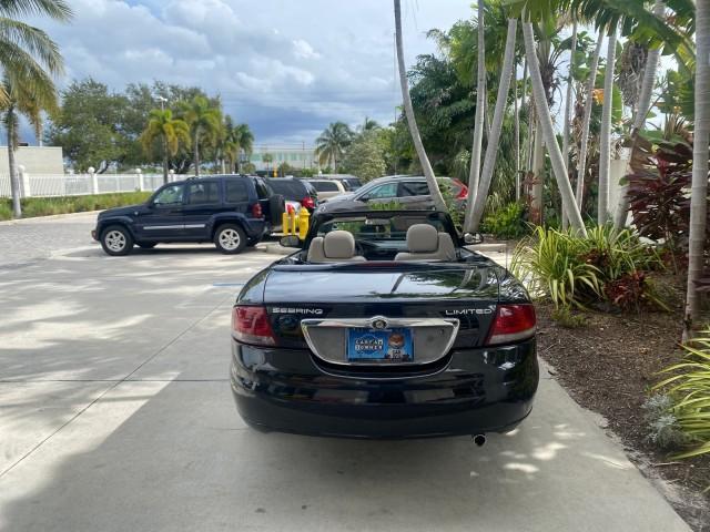 2004 Brilliant Black Crystal Prl /Dark Slate Gray Chrysler Sebring Limited LOW MILES 66,139 (1C3EL65R84N) with an 2.7L MPI DOHC 24-Valve V6 Engine engine, Automatic transmission, located at 4701 North Dixie Hwy, Pompano Beach, FL, 33064, (954) 422-2889, 26.240938, -80.123474 - OUR WEBPAGE FLORIDACARS1.COM HAS OVER 100 PHOTOS AND FREE CARFAX LINK 2004 CHRYSLER SEBRING LIMITED VIN: 1C3EL65R84N154413 1 C 3 E L 6 5 R 8 4 N 1 5 4 4 1 3 CONVERTIBLE 2.7L V6 F DOHC GASOLINE 28 MPG FRONT WHEEL DRIVE Features ABS Brakes Air Conditioning Alloy Wheels AM/FM Stereo Automatic Transmiss - Photo#44