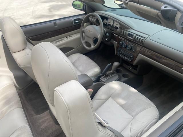 2004 Brilliant Black Crystal Prl /Dark Slate Gray Chrysler Sebring Limited LOW MILES 66,139 (1C3EL65R84N) with an 2.7L MPI DOHC 24-Valve V6 Engine engine, Automatic transmission, located at 4701 North Dixie Hwy, Pompano Beach, FL, 33064, (954) 422-2889, 26.240938, -80.123474 - OUR WEBPAGE FLORIDACARS1.COM HAS OVER 100 PHOTOS AND FREE CARFAX LINK 2004 CHRYSLER SEBRING LIMITED VIN: 1C3EL65R84N154413 1 C 3 E L 6 5 R 8 4 N 1 5 4 4 1 3 CONVERTIBLE 2.7L V6 F DOHC GASOLINE 28 MPG FRONT WHEEL DRIVE Features ABS Brakes Air Conditioning Alloy Wheels AM/FM Stereo Automatic Transmiss - Photo#56