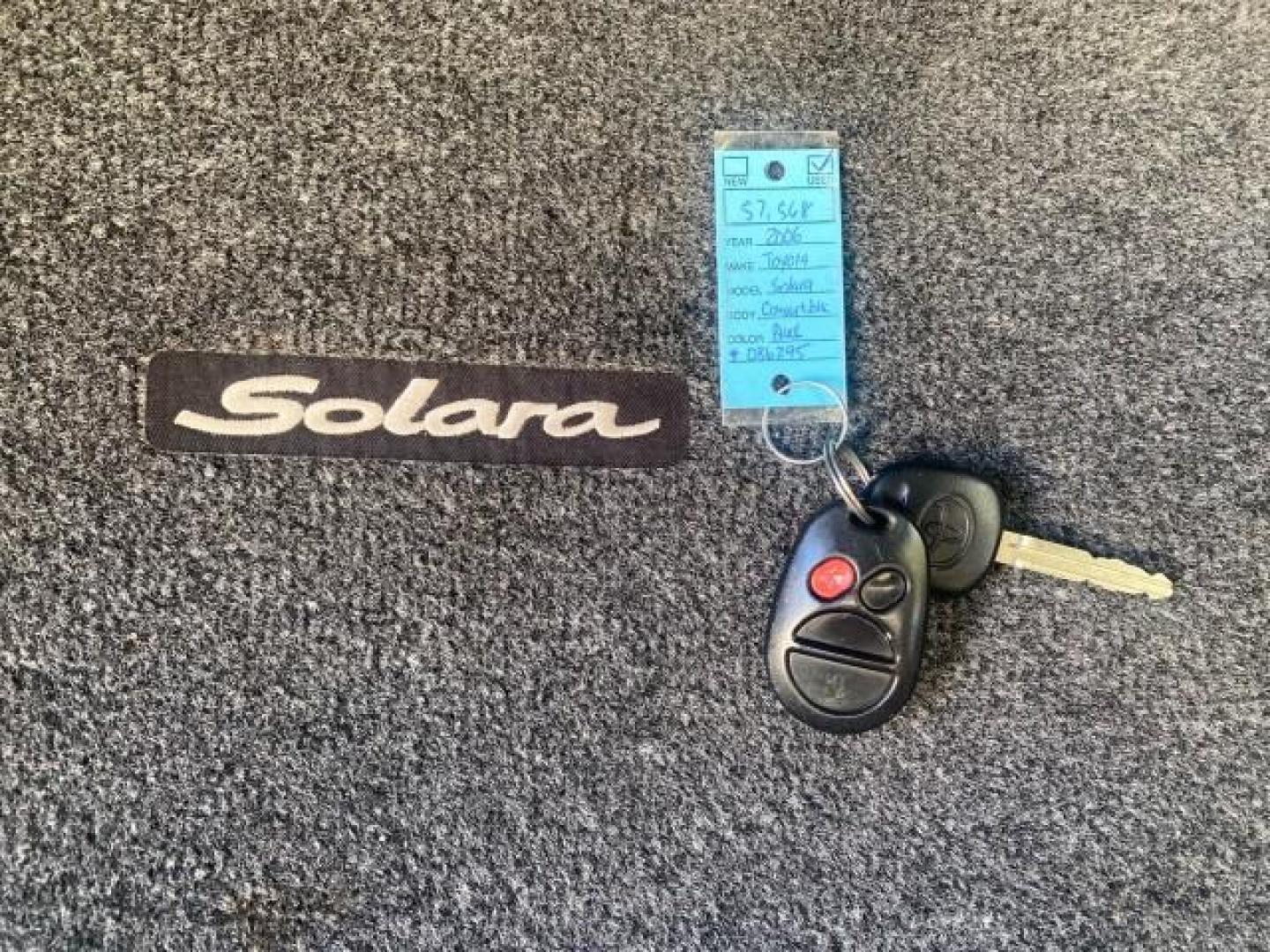 2006 Black /Dark Stone Toyota Camry Solara SE V6 CONV LOW MILES 57,572 (4T1FA38P16U) with an 3.3L DOHC SMPI 24-Valve V6 Engine engine, Automatic transmission, located at 4701 North Dixie Hwy, Pompano Beach, FL, 33064, (954) 422-2889, 26.240938, -80.123474 - OUR WEBPAGE FLORIDACARS1.COM HAS OVER 100 PHOTOS AND FREE CARFAX LINK 2006 TOYOTA CAMRY SOLARA SE V6 VIN: 4T1FA38P16U086295 4 T 1 F A 3 8 P 1 6 U 0 8 6 2 9 5 CONVERTIBLE 3.3L V6 F DOHC 24V GASOLINE 29 MPG FRONT WHEEL DRIVE Features ABS Brakes Air Conditioning Alloy Wheels AM/FM Stereo Automatic Tran - Photo#23