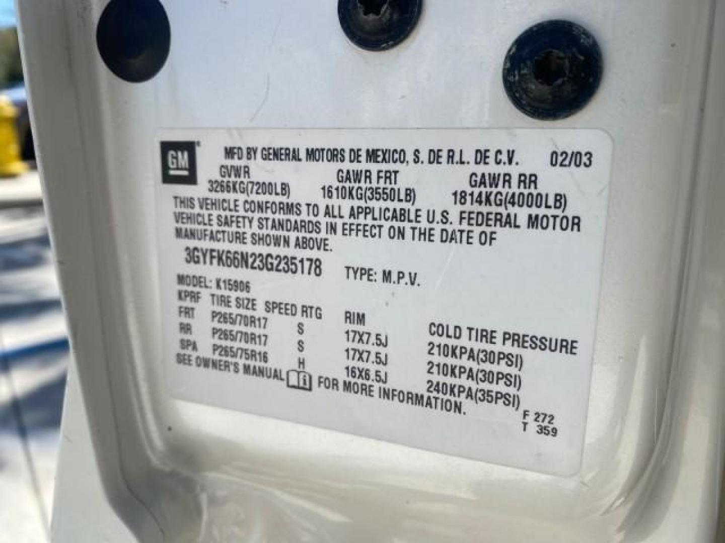 2003 White Diamond /Pewter Cadillac Escalade ESV SUV PEARL WHITE 4WD/AWD (3GYFK66N23G) with an 6.0L Vortec 6000 High-Output V8 SFI Engine engine, Automatic transmission, located at 4701 North Dixie Hwy, Pompano Beach, FL, 33064, (954) 422-2889, 26.240938, -80.123474 - OUR WEBPAGE FLORIDACARS1.COM HAS OVER 100 PHOTOS AND FREE CARFAX LINK 2003 CADILLAC ESCALADE ESV VIN: 3GYFK66N23G235178 3 G Y F K 6 6 N 2 3 G 2 3 5 1 7 8 4 DOOR WAGON/SPORT UTILITY 6.0L V8 F GASOLINE 17 MPG ALL WHEEL DRIVE Features 4WD/AWD ABS Brakes Air Conditioning Alloy Wheels AM/FM Stereo Automa - Photo#73