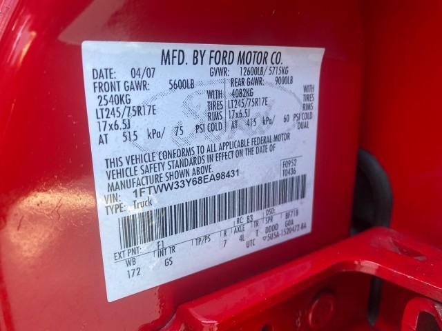 2008 Red /Camel Ford Super Duty F-350 DRW XL LOW MILES 43,076 4WD (1FTWW33Y68E) with an 6.8L SOHC 30-Valve SMFI Triton V10 Engine engine, Automatic transmission, located at 4701 North Dixie Hwy, Pompano Beach, FL, 33064, (954) 422-2889, 26.240938, -80.123474 - OUR WEBPAGE FLORIDACARS1.COM HAS OVER 100 PHOTOS AND FREE CARFAX LINK 2008 FORD F-350 SUPER DUTY XL 4WD VIN: 1FTWW33Y68EA98431 1 F T W W 3 3 Y 6 8 E A 9 8 4 3 1 CREW PICKUP 6.8L V10 F SOHC GASOLINE REAR WHEEL DRIVE W/ 4X4 Features 4WD/AWD ABS Brakes Air Conditioning AM/FM Stereo Automatic Transmissi - Photo#70