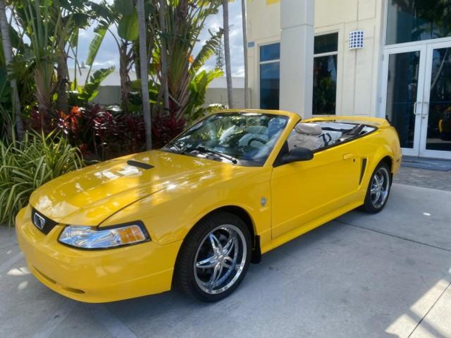 1999 Chrome Yellow /Oxford White Ford Mustang GT LOW MILES 8,145 1 OWNER FL CONV (1FAFP45X3XF) with an 4.6L SOHC SMPI V8 Engine engine, Automatic transmission, located at 4701 North Dixie Hwy, Pompano Beach, FL, 33064, (954) 422-2889, 26.240938, -80.123474 - OUR WEBPAGE FLORIDACARS1.COM HAS OVER 100 PHOTOS AND FREE CARFAX LINK 1999 FORD MUSTANG GT 1 OWNER VIN: 1FAFP45X3XF127745 1 F A F P 4 5 X 3 X F 1 2 7 7 4 5 CONVERTIBLE 4.6L V8 F SOHC 16V GASOLINE 24 MPG REAR WHEEL DRIVE Features ABS Brakes Air Conditioning Alloy Wheels AM/FM Stereo Automatic Transmi - Photo#33
