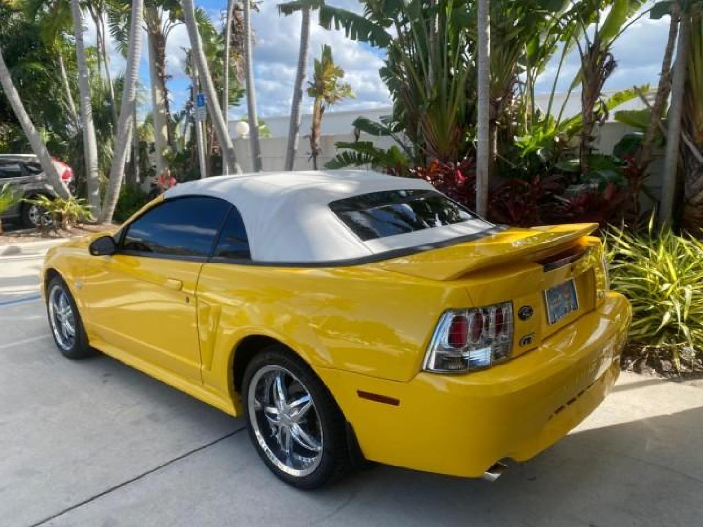 1999 Chrome Yellow /Oxford White Ford Mustang GT LOW MILES 8,145 1 OWNER FL CONV (1FAFP45X3XF) with an 4.6L SOHC SMPI V8 Engine engine, Automatic transmission, located at 4701 North Dixie Hwy, Pompano Beach, FL, 33064, (954) 422-2889, 26.240938, -80.123474 - OUR WEBPAGE FLORIDACARS1.COM HAS OVER 100 PHOTOS AND FREE CARFAX LINK 1999 FORD MUSTANG GT 1 OWNER VIN: 1FAFP45X3XF127745 1 F A F P 4 5 X 3 X F 1 2 7 7 4 5 CONVERTIBLE 4.6L V8 F SOHC 16V GASOLINE 24 MPG REAR WHEEL DRIVE Features ABS Brakes Air Conditioning Alloy Wheels AM/FM Stereo Automatic Transmi - Photo#40