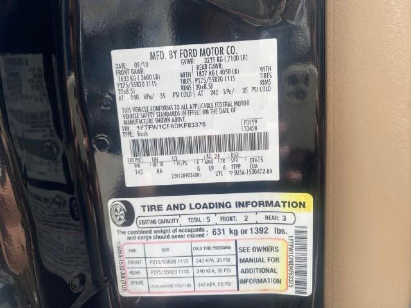 2013 Tuxedo Black Metallic /Chaparral w/Pale Adobe Interior Ford F-150 King Ranch LOW MILES 60,151 1 OWNER (1FTFW1CF6DK) with an 5.0L V8 FFV Engine engine, Automatic transmission, located at 4701 North Dixie Hwy, Pompano Beach, FL, 33064, (954) 422-2889, 26.240938, -80.123474 - OUR WEBPAGE FLORIDACARS1.COM HAS OVER 100 PHOTOS AND FREE CARFAX LINK 2013 FORD F-150 KING RANCH 1 OWNER FLORIDA SUNROOF LOADED VIN: 1FTFW1CF6DKF83375 1 F T F W 1 C F 6 D K F 8 3 3 7 5 CREW PICKUP 5.0L V8 F DOHC 32V FLEX FUEL 21 MPG REAR WHEEL DRIVE Features A/C Seat(s) ABS Brakes Air Conditioning A - Photo#76