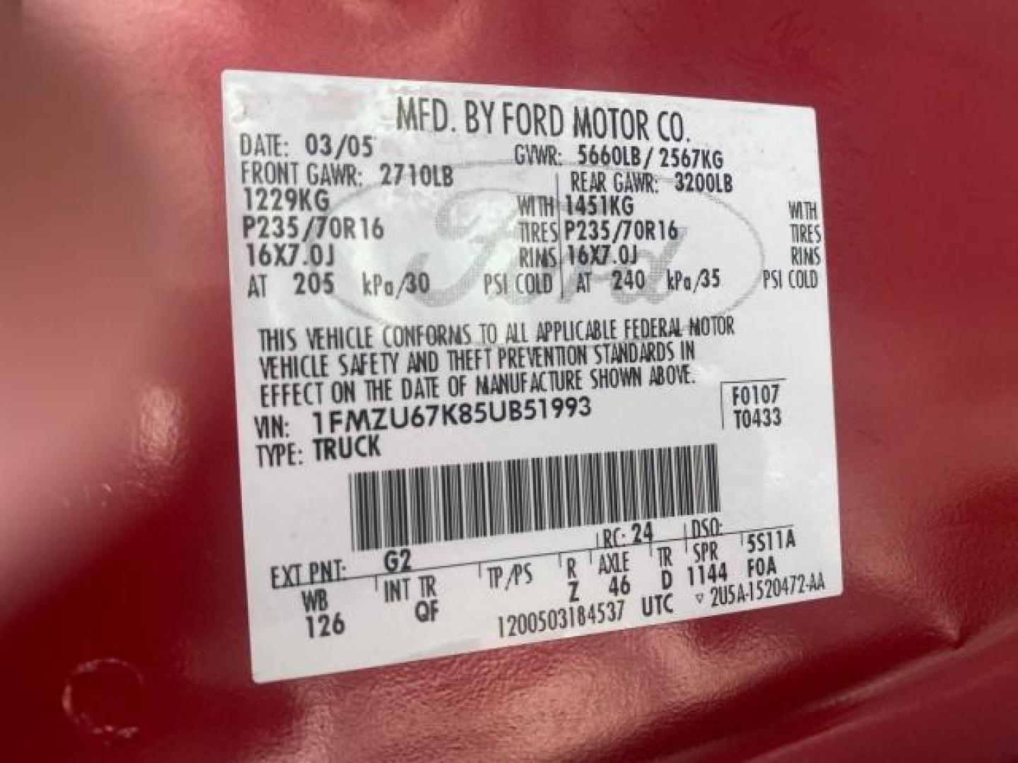 2005 Bright Red /Medium Dark Flint Ford Explorer Sport Trac PU XLS LOW MILES 72,457 (1FMZU67K85U) with an 4.0L SOHC V6 Engine engine, Automatic transmission, located at 4701 North Dixie Hwy, Pompano Beach, FL, 33064, (954) 422-2889, 26.240938, -80.123474 - OUR WEBPAGE FLORIDACARS1.COM HAS OVER 100 PHOTOS AND FREE CARFAX LINK 2005 FORD EXPLORER SPORT TRAC XLS PICKUP VIN: 1FMZU67K85UB51993 1 F M Z U 6 7 K 8 5 U B 5 1 9 9 3 SPORT PICKUP 4.0L V6 F FLEX FUEL 21 MPG REAR WHEEL DRIVE Features ABS Brakes Air Conditioning Alloy Wheels AM/FM Stereo Automatic Tr - Photo#66
