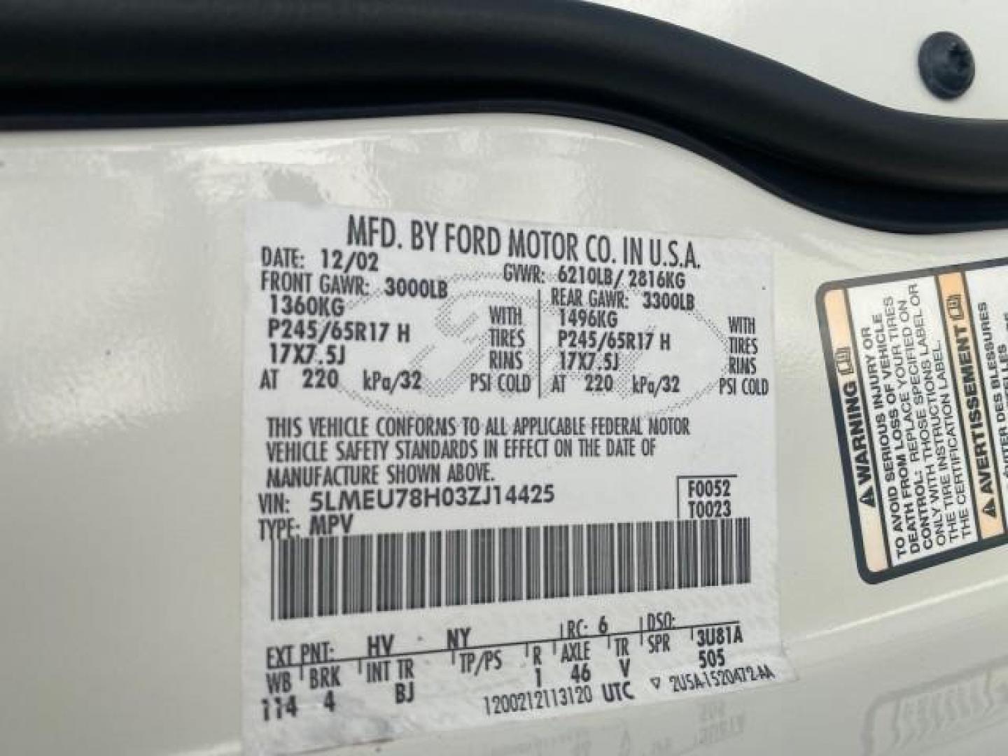 2003 Ceramic White /Light Parchment Lincoln Aviator Premium 4WD SUNROOF (5LMEU78H03Z) with an 4.6L DOHC 32-Valve V8 Engine engine, Automatic transmission, located at 4701 North Dixie Hwy, Pompano Beach, FL, 33064, (954) 422-2889, 26.240938, -80.123474 - OUR WEBPAGE FLORIDACARS1.COM HAS OVER 100 PHOTOS AND FREE CARFAX LINK 2003 LINCOLN AVIATOR PREMIUM 4WD SUNROOF $45,120 NEW TIRES LOOK VERY NICE VIN: 5LMEU78H03ZJ14425 5 L M E U 7 8 H 0 3 Z J 1 4 4 2 5 4 DOOR WAGON/SPORT UTILITY 4.6L V8 F DOHC GASOLINE 18 MPG REAR WHEEL DRIVE W/ 4X4 Features 4WD/AWD - Photo#79