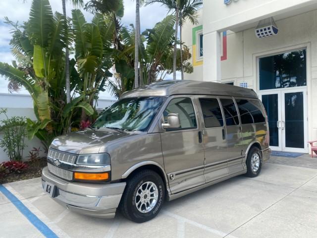 2004 Sandalwood Metallic /Neutral Chevrolet Express Passenger 1 OWNER HI TOP EXPLORER CONVERSION (1GBFG15T141) with an 5.3L Vortec 5300 V8 SFI Engine engine, Automatic transmission, located at 4701 North Dixie Hwy, Pompano Beach, FL, 33064, (954) 422-2889, 26.240938, -80.123474 - OUR WEBPAGE FLORIDACARS1.COM HAS OVER 100 PHOTOS AND FREE CARFAX LINK 2004 Chevrolet Express 1500 EXPLORER HIGH TOP CONVERSION TOP OF THE LINE LEATHER LOADED DUAL DOORS ON BOTH SIDES ONE OF A KIND FIND WILL NOT LAST IN STOCK Van 5.3L V8 F Gasoline 20 MPG Rear Wheel Drive Features ABS Brakes Air Cond - Photo#28