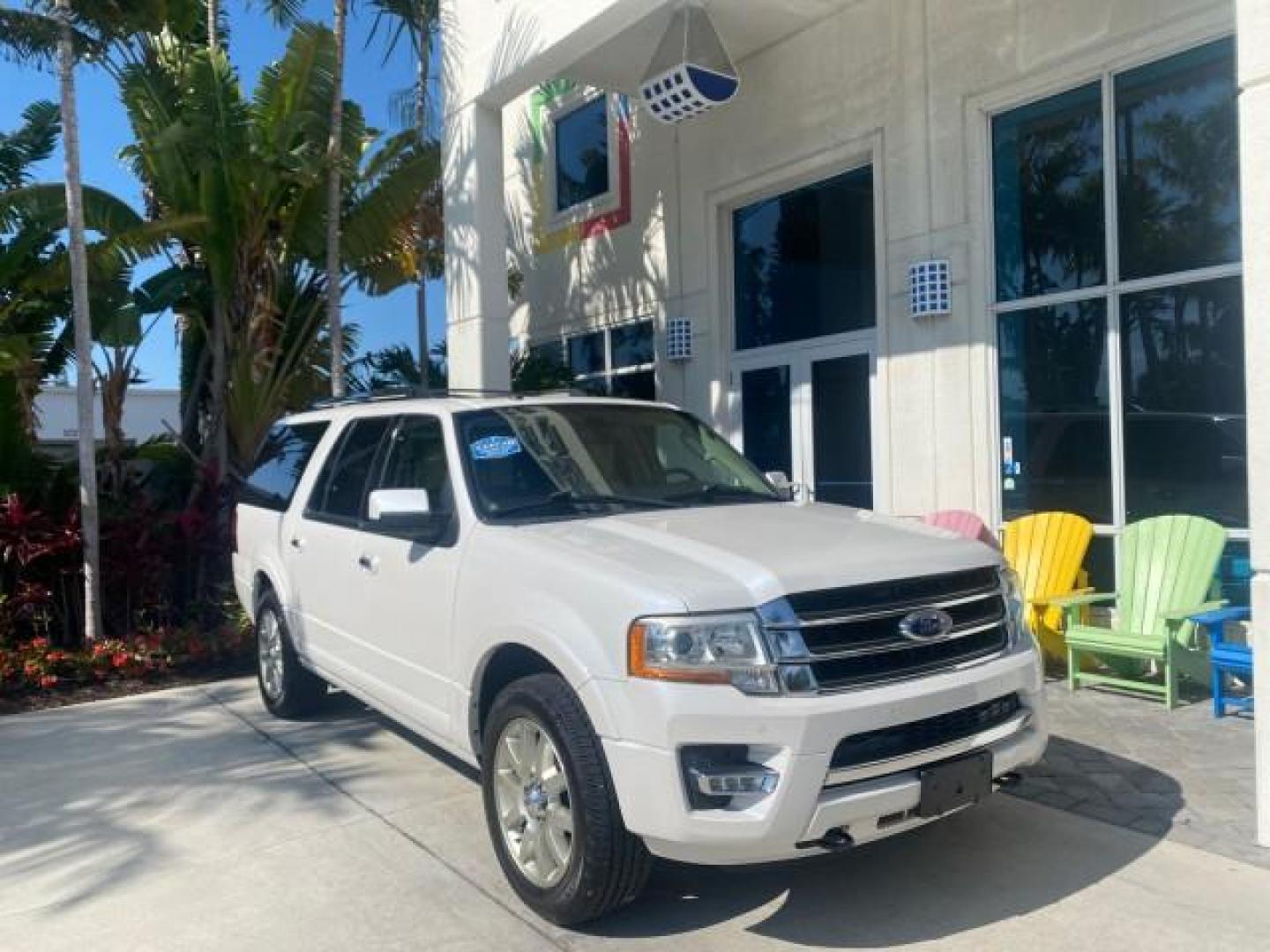 2017 Oxford White /Dune Ford Expedition EL Limited 4WD LOW MILES 75284 (1FMJK2AT3HE) with an 3.5L V6 Cylinder Engine engine, Automatic transmission, located at 4701 North Dixie Hwy, Pompano Beach, FL, 33064, (954) 422-2889, 26.240938, -80.123474 - OUR WEBPAGE FLORIDACARS1.COM HAS OVER 100 PHOTOS AND FREE CARFAX LINK 2017 Ford Expedition EL Limited 4WD 4 Door Wagon/Sport Utility 3.5L V6 F DOHC 24V Gasoline Rear Wheel Drive w/ 4X4 Features 20 Inch Plus Wheels 4WD/AWD A/C Seat(s) ABS Brakes Air Conditioning Alloy Wheels AM/FM Stereo Android Auto - Photo#1