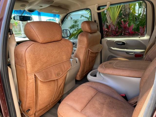 2002 Toreador Red Metallic /Dark Brown Ford F-150 CREW CAB King Ranch LOW MILES 56,886 (1FTRW07L12K) with an 5.4L SEFI OHC V8 Triton Engine engine, Automatic transmission, located at 4701 North Dixie Hwy, Pompano Beach, FL, 33064, (954) 422-2889, 26.240938, -80.123474 - OUR WEBPAGE FLORIDACARS1.COM HAS OVER 100 PHOTOS AND FREE CARFAX LINK 2002 Ford F-150 King Ranch Crew Pickup 5.4L V8 F SOHC 16V Gasoline 19 MPG Rear Wheel Drive Features ABS Brakes Air Conditioning Alloy Wheels AM/FM Stereo Automatic Transmission Bed Liner Cassette Player Cruise Control Leather Seat - Photo#75