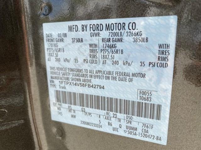 2008 Pueblo Gold Metallic /Tan Ford F-150 4WD Lariat 1 OWNER LOW MILES 83,919 (1FTPX14V58F) with an 5.4L 24-Valve EFI FFV V8 Engine engine, Automatic transmission, located at 4701 North Dixie Hwy, Pompano Beach, FL, 33064, (954) 422-2889, 26.240938, -80.123474 - OUR WEBPAGE FLORIDACARS1.COM HAS OVER 100 PHOTOS AND FREE CARFAX LINK 2008 Ford F-150 Lariat 1 OWNER 4 Door Extended Cab Pickup 5.4L V8 F SOHC Flex Fuel 17 MPG Rear Wheel Drive w/ 4X4 Features 4WD/AWD ABS Brakes Air Conditioning Alloy Wheels AM/FM Stereo Automatic Transmission Auxiliary Audio Input - Photo#74