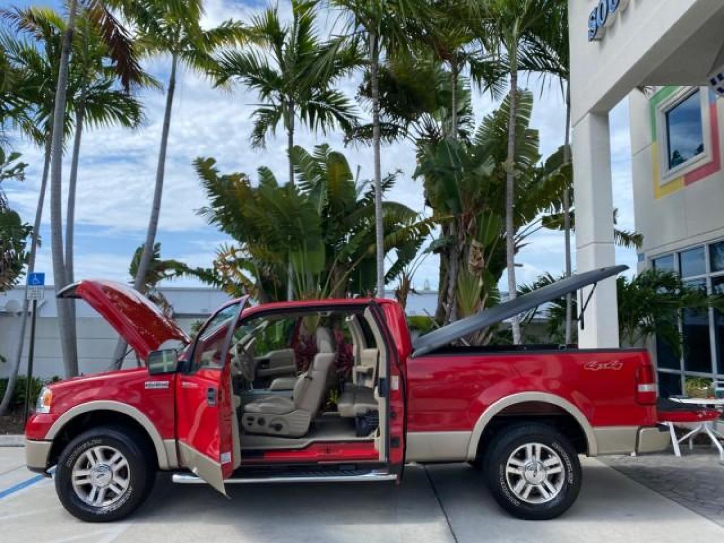 2007 Bright Red /Tan Ford F-150 Lariat 4WD LEATHER LOW MILES 80,286 (1FTPX14V97N) with an 5.4L 24-Valve EFI FFV V8 Engine engine, Automatic transmission, located at 4701 North Dixie Hwy, Pompano Beach, FL, 33064, (954) 422-2889, 26.240938, -80.123474 - OUR WEBPAGE FLORIDACARS1.COM HAS OVER 100 PHOTOS AND FREE CARFAX LINK 2007 Ford F-150 Lariat 4 Door Extended Cab Pickup 5.4L V8 F SOHC Flex Fuel 18 MPG Rear Wheel Drive w/ 4X4 Features 20 Inch Plus Wheels 4WD/AWD ABS Brakes Air Conditioning Alloy Wheels AM/FM Stereo Automatic Transmission Auxiliary- Photo#8