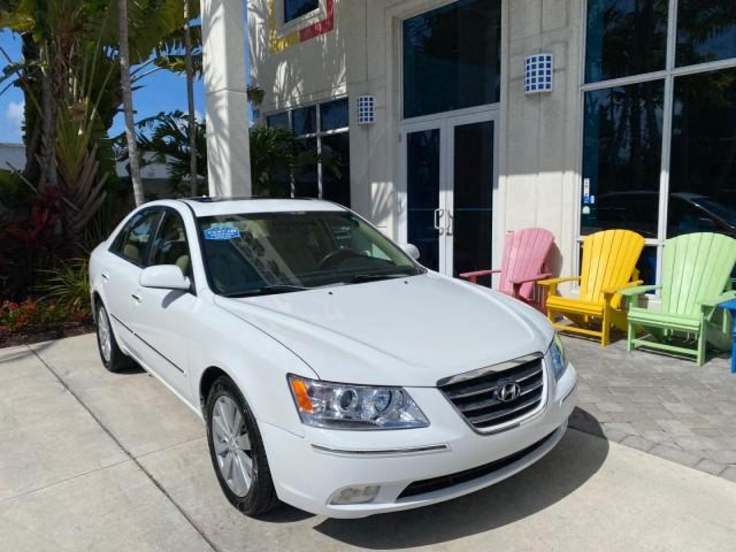 2009 Pearl White /Camel Hyundai Sonata SUNROOF Limited LOW MILES 45,849 (5NPEU46F69H) with an 3.3L DOHC V6 Engine engine, Automatic transmission, located at 4701 North Dixie Hwy, Pompano Beach, FL, 33064, (954) 422-2889, 26.240938, -80.123474 - OUR WEBPAGE FLORIDACARS1.COM HAS OVER 100 PHOTOS AND FREE CARFAX LINK 2009 Hyundai Sonata Limited V6 Sedan 4 DR 3.3L V6 F DOHC 24V Gasoline 19 MPG Front Wheel Drive Features ABS Brakes Air Conditioning Alloy Wheels AM/FM Stereo Automatic Transmission Auxiliary Audio Input CD Audio Cruise Control Fro- Photo#1
