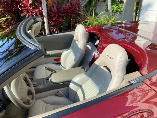 2003 50th Anniversary Red /Light Oak Chevrolet Corvette 50TH CONVERTIBLE LOW MILES 6,742 (1G1YY32G735) with an 5.7L Ls1 V8 SFI Engine engine, Automatic transmission, located at 4701 North Dixie Hwy, Pompano Beach, FL, 33064, (954) 422-2889, 26.240938, -80.123474 - OUR WEBPAGE FLORIDACARS1.COM HAS OVER 100 PHOTOS AND FREE CARFAX LINK 2003 Chevrolet Corvette 50th Anniversary Convertible 5.7L V8 F OHV Gasoline 25 MPG Rear Wheel Drive Features ABS Brakes Air Conditioning Alloy Wheels AM/FM Stereo Automatic Transmission BOSE Sound System CD Audio Cruise Control He- Photo#53