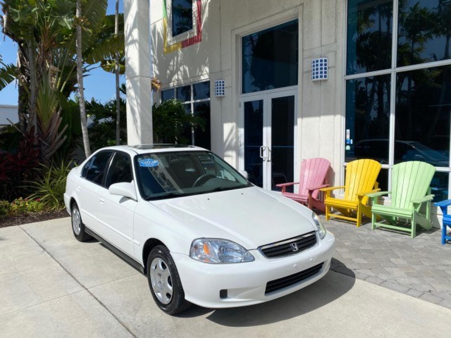 2000 Taffeta White /Gray Honda Civic EX LOW MILES 45,406 (1HGEJ8642YL) with an 1.6L SOHC VTEC 16-Valve I4 Engine engine, Automatic transmission, located at 4701 North Dixie Hwy, Pompano Beach, FL, 33064, (954) 422-2889, 26.240938, -80.123474 - OUR WEBPAGE FLORIDACARS1.COM HAS OVER 100 PHOTOS AND FREE CARFAX LINK 2000 Honda Civic EX Sedan 4 DR 1.6L I4 F 16V Gasoline 35 MPG Front Wheel Drive Features ABS Brakes Air Conditioning AM/FM Stereo Automatic Transmission CD Audio Cruise Control Power Locks Power Mirrors Power Windows Rear Defroster- Photo#1