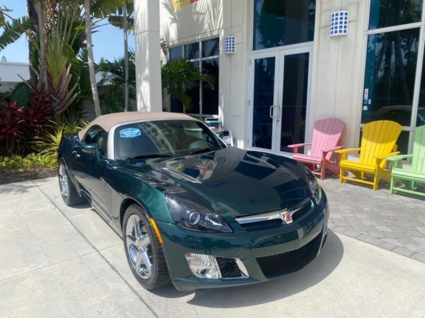 2008 Forest Green /Tan Saturn Sky AUTO TURBO Red Line LOW MILES 3,949 (1G8MG35X48Y) with an Turbocharged And Intercooled Ecotec 2.0L VVT DOHC 4-Cyl Aluminum Engine engine, Automatic transmission, located at 4701 North Dixie Hwy, Pompano Beach, FL, 33064, (954) 422-2889, 26.240938, -80.123474 - OUR WEBPAGE FLORIDACARS1.COM HAS OVER 100 PHOTOS AND FREE CARFAX LINK 2008 Saturn SKY Red Line Turbo All Original Paint Collectors Welcome Convertible 2.0L I4 F DOHC Gasoline 31 MPG Rear Wheel Drive Features ABS Brakes Air Conditioning Alloy Wheels AM/FM Stereo Automatic Transmission CD Audio Cruise- Photo#1