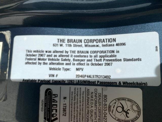 2007 Magnesium Pearl /Medium Slate Gray Dodge Grand Caravan SXT Braun Entervan (2D4GP44L97R) with an 3.8L OHV V6 Engine engine, Automatic transmission, located at 4701 North Dixie Hwy, Pompano Beach, FL, 33064, (954) 422-2889, 26.240938, -80.123474 - OUR WEBPAGE FLORIDACARS1.COM HAS OVER 100 PHOTOS AND FREE CARFAX LINK 2007 Dodge Grand Caravan SXT Van 3.8L V6 F Gasoline 25 MPG Front Wheel Drive Features ABS Brakes Air Conditioning Alloy Wheels AM/FM Stereo Automatic Transmission CD Audio Cloth Seats Cruise Control Power Locks Power Mirrors Power- Photo#65