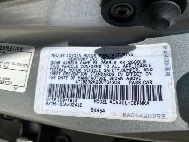 2003 Lunar Mist Metallic /Stone Toyota Camry AC AUTO LE LOW MILES 66,649 (4T1BE32K23U) with an 2.4L DOHC Vvti 16-Valve 4-Cyl Engine engine, Automatic transmission, located at 4701 North Dixie Hwy, Pompano Beach, FL, 33064, (954) 422-2889, 26.240938, -80.123474 - OUR WEBPAGE FLORIDACARS1.COM HAS OVER 100 PHOTOS AND FREE CARFAX LINK 2003 Toyota Camry LE Sedan 4 DR 2.4L I4 F DOHC 16V Gasoline 32 MPG Front Wheel Drive Features Air Conditioning AM/FM Stereo Automatic Transmission Cassette Player CD Audio Cloth Seats Cruise Control Power Locks Power Mirrors Power- Photo#71