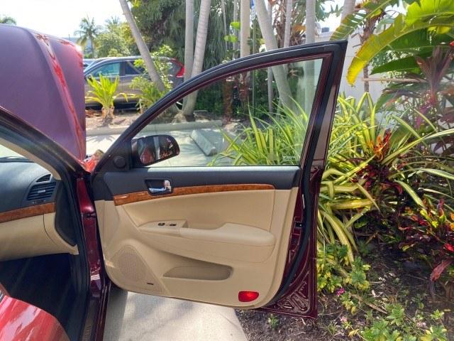 2010 Dark Cherry Red /Camel Hyundai Sonata Limited LOW MILES 27,381 1 OWNER (5NPEU4AF7AH) with an 3.3L DOHC V6 Engine engine, Automatic transmission, located at 4701 North Dixie Hwy, Pompano Beach, FL, 33064, (954) 422-2889, 26.240938, -80.123474 - OUR WEBPAGE FLORIDACARS1.COM HAS OVER 100 PHOTOS AND FREE CARFAX LINK 2010 Hyundai Sonata Limited V6 1 OWNER Sedan 4 DR 3.3L V6 F DOHC 24V Gasoline 29 MPG Front Wheel Drive Features ABS Brakes Air Conditioning Alloy Wheels AM/FM Stereo Automatic Transmission Auxiliary Audio Input CD Audio Cruise Con- Photo#11