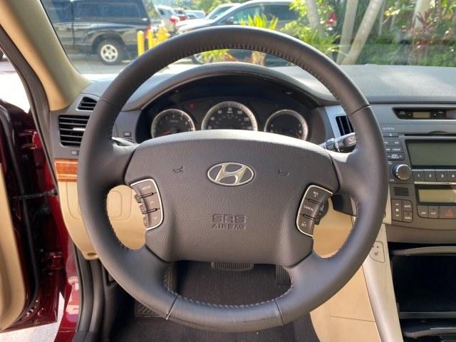 2010 Dark Cherry Red /Camel Hyundai Sonata Limited LOW MILES 27,381 1 OWNER (5NPEU4AF7AH) with an 3.3L DOHC V6 Engine engine, Automatic transmission, located at 4701 North Dixie Hwy, Pompano Beach, FL, 33064, (954) 422-2889, 26.240938, -80.123474 - OUR WEBPAGE FLORIDACARS1.COM HAS OVER 100 PHOTOS AND FREE CARFAX LINK 2010 Hyundai Sonata Limited V6 1 OWNER Sedan 4 DR 3.3L V6 F DOHC 24V Gasoline 29 MPG Front Wheel Drive Features ABS Brakes Air Conditioning Alloy Wheels AM/FM Stereo Automatic Transmission Auxiliary Audio Input CD Audio Cruise Con- Photo#50