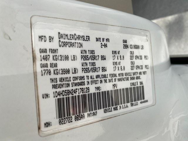 2004 Bright White /Med Slate Gray Dodge Durango Limited LOW MILES 55,294 (1D4HD58N24F) with an 4.7L V8 Magnum Engine engine, Automatic transmission, located at 4701 North Dixie Hwy, Pompano Beach, FL, 33064, (954) 422-2889, 26.240938, -80.123474 - OUR WEBPAGE FLORIDACARS1.COM HAS OVER 100 PHOTOS AND FREE CARFAX LINK 2004 Dodge Durango Limited 4 Door Wagon/Sport Utility 4.7L V8 F Gasoline 18 MPG Rear Wheel Drive Features ABS Brakes Air Conditioning Alloy Wheels AM/FM Stereo Automatic Transmission CD Audio Cruise Control Fold-Away Third Row Lea- Photo#70