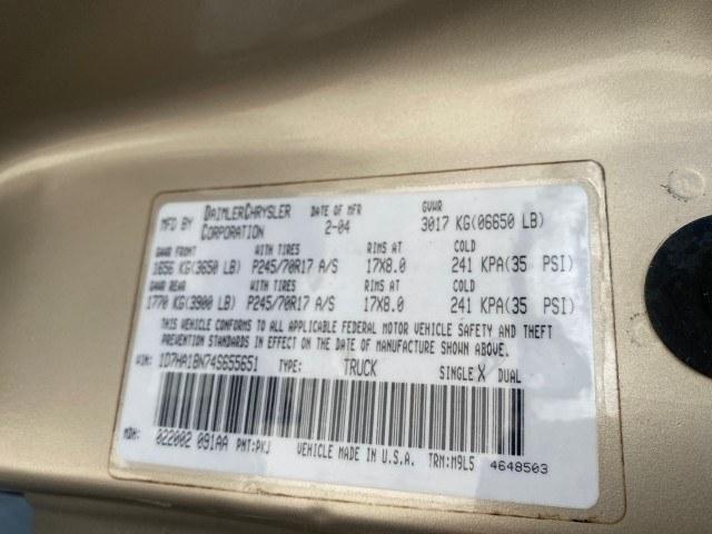 2004 Light Almond Pearl Metallic /Taupe Dodge Ram 1500 SLT CREW CAB 45,173 1 OWNER (1D7HA18N74S) with an 4.7L V8 Magnum Engine engine, Automatic transmission, located at 4701 North Dixie Hwy, Pompano Beach, FL, 33064, (954) 422-2889, 26.240938, -80.123474 - OUR WEBPAGE FLORIDACARS1.COM HAS OVER 100 PHOTOS AND FREE CARFAX LINK 2004 Dodge Ram 1500 ST 1 OWNER 4 Door Extended Cab Pickup 4.7L V8 F Gasoline 19 MPG Rear Wheel Drive Features ABS Brakes Air Conditioning AM/FM Stereo Automatic Transmission Bed Cover Bed Liner Cassette Player CD Audio Cruise Cont- Photo#73